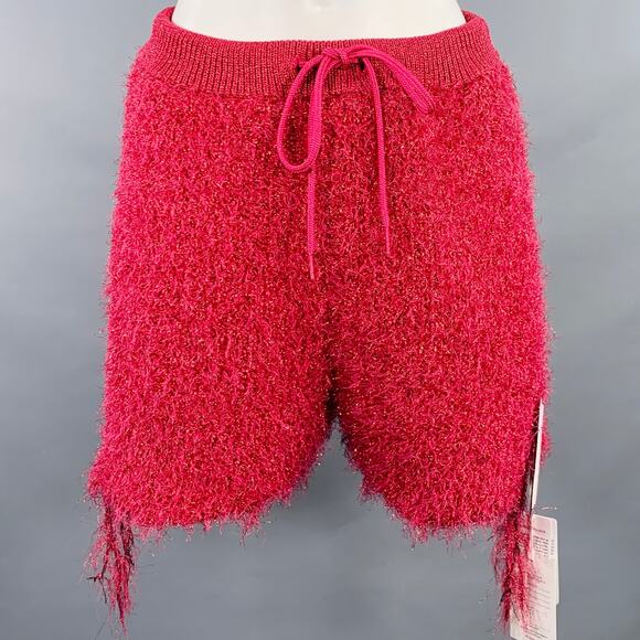 DOUBLET Size S Pink Polyester Blend Shaggy Knit Drawstring Shorts - Picture 1 of 7